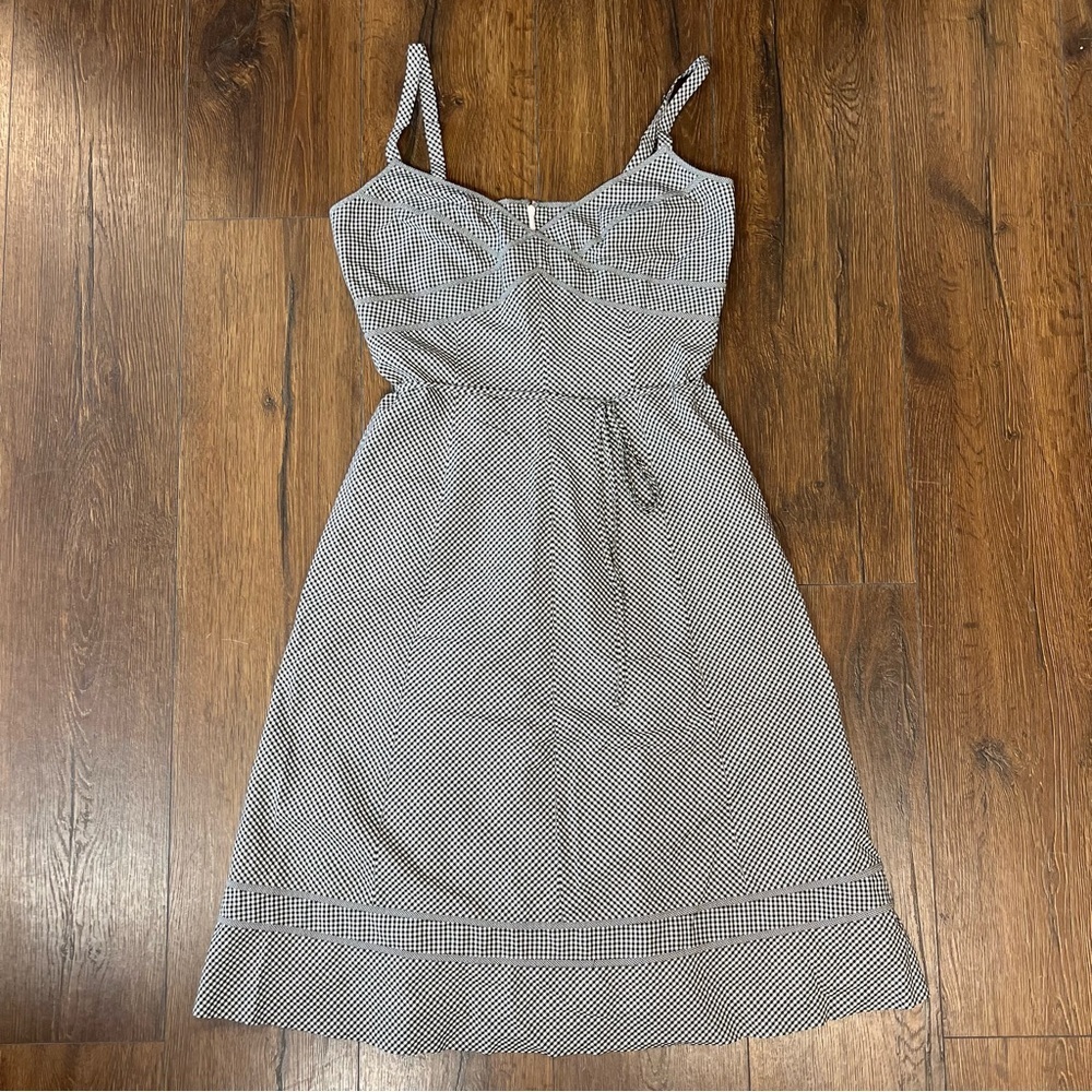 Talbots black‎ and white gingham midi dress SZ 6